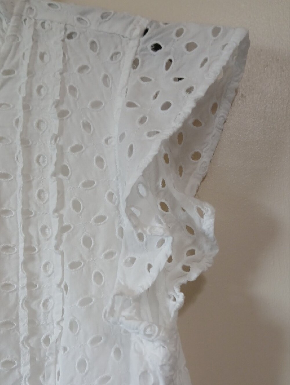 Time and Tru Women's L Cotton Eyelet Mini Dress with Flutter Sleeves - Picture 6 of 13